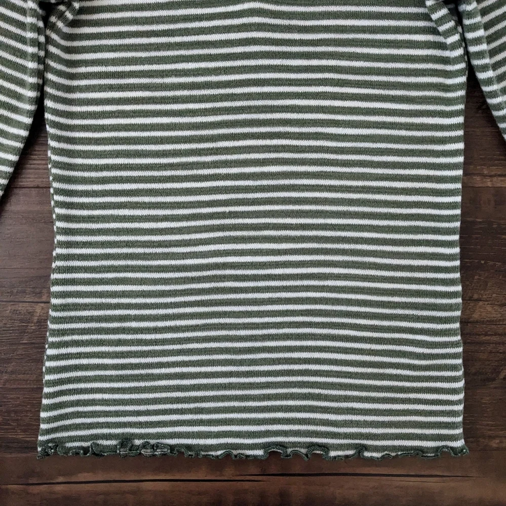 Old Navy Green Ruffle Henley Shirt